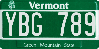 VT license plate YBG789