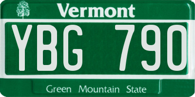 VT license plate YBG790