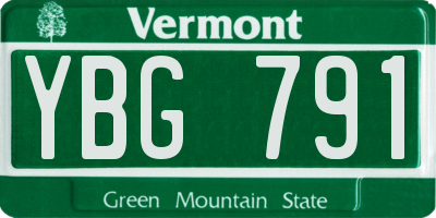 VT license plate YBG791