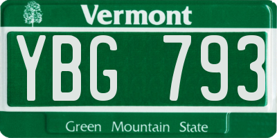 VT license plate YBG793