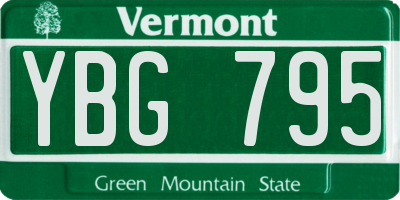 VT license plate YBG795