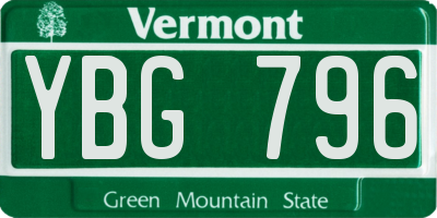 VT license plate YBG796