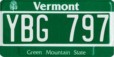 VT license plate YBG797