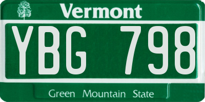 VT license plate YBG798