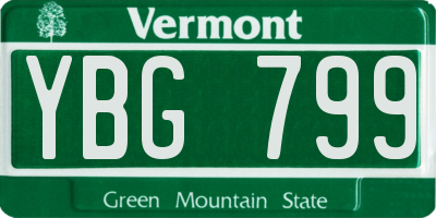 VT license plate YBG799