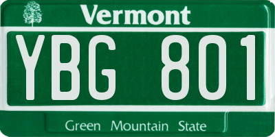 VT license plate YBG801