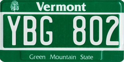 VT license plate YBG802