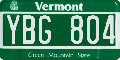 VT license plate YBG804