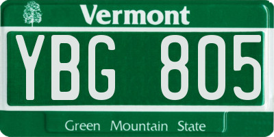 VT license plate YBG805