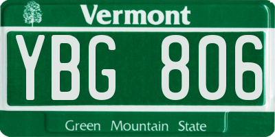 VT license plate YBG806