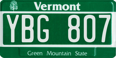 VT license plate YBG807