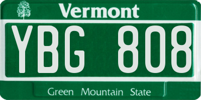 VT license plate YBG808