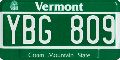 VT license plate YBG809