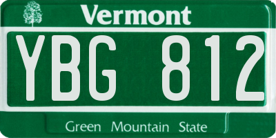 VT license plate YBG812