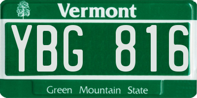 VT license plate YBG816