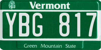 VT license plate YBG817