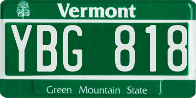 VT license plate YBG818