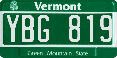 VT license plate YBG819