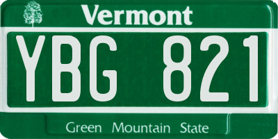 VT license plate YBG821