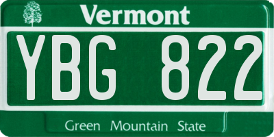VT license plate YBG822