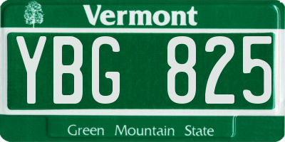 VT license plate YBG825