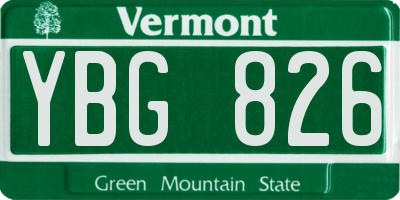 VT license plate YBG826
