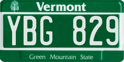 VT license plate YBG829