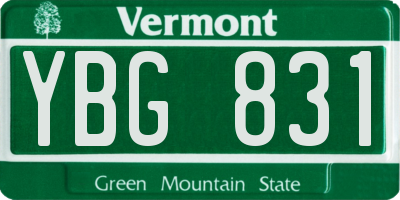 VT license plate YBG831