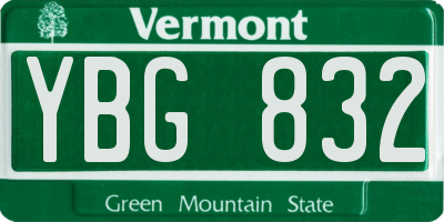 VT license plate YBG832