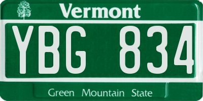 VT license plate YBG834