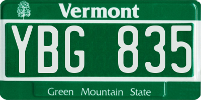 VT license plate YBG835