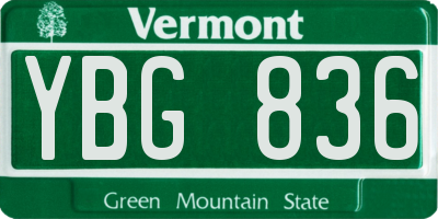 VT license plate YBG836