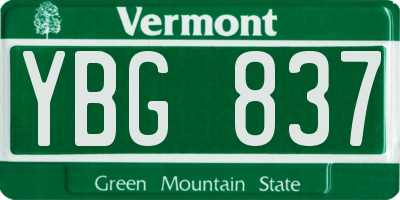 VT license plate YBG837