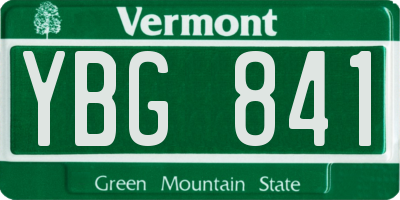 VT license plate YBG841