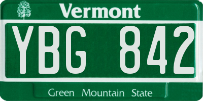 VT license plate YBG842