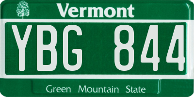 VT license plate YBG844