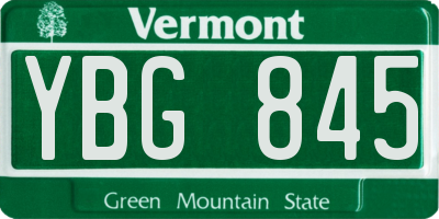 VT license plate YBG845