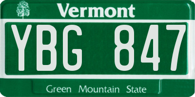 VT license plate YBG847