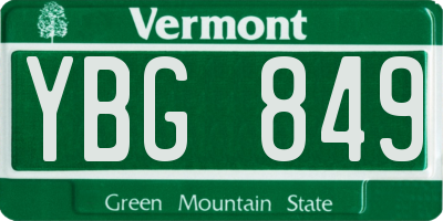VT license plate YBG849
