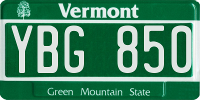 VT license plate YBG850