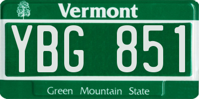 VT license plate YBG851