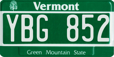 VT license plate YBG852