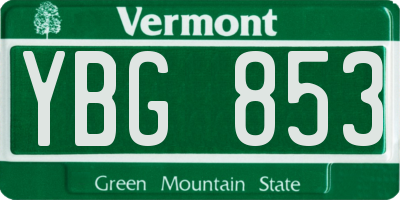 VT license plate YBG853