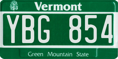 VT license plate YBG854