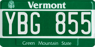 VT license plate YBG855