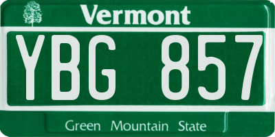 VT license plate YBG857