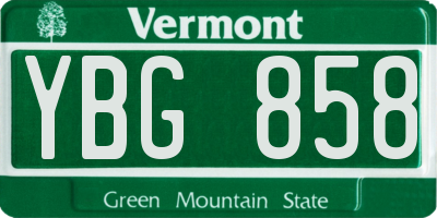 VT license plate YBG858