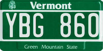 VT license plate YBG860