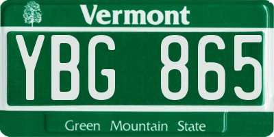 VT license plate YBG865