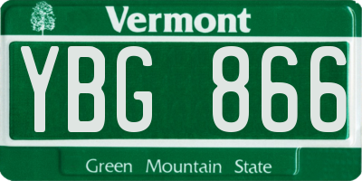 VT license plate YBG866